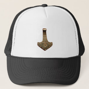 Gold Thor Hammer black and white hat