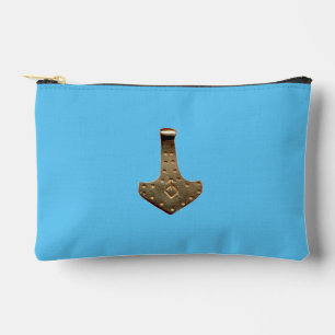 Gold Thor Hammer blue pouch