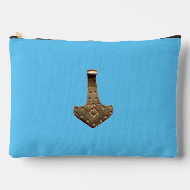 Gold Thor Hammer blue pouch (Front)