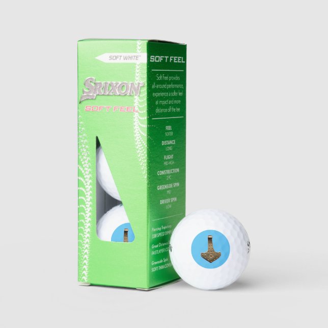 Gold Thor Hammer blue Srixon Soft golf balls 3 pk (Packaging)
