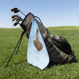 Gold Thor Hammer clouds golf towel