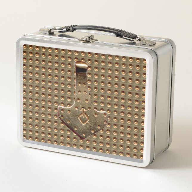 Gold Thor Hammer Gold Indent stainless lunchbox (Front)