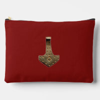 Gold Thor Hammer red accessory bag pouch