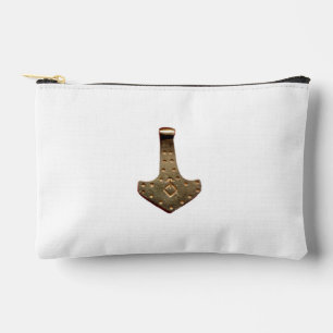 Gold Thor Hammer white accessory bag pouch