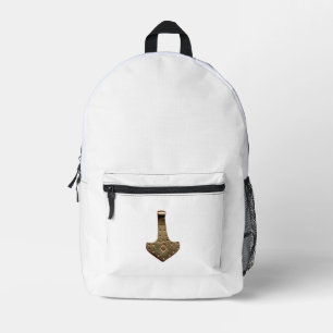 Gold Thor Hammer white backpack