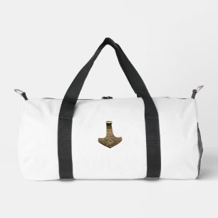 Gold Thor Hammer white duffel bag