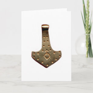 Gold Thor Hammer white greeting card