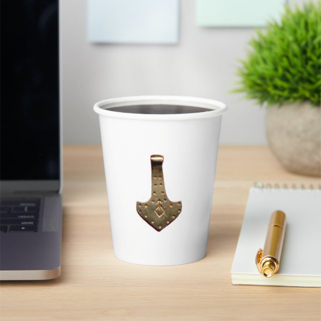 Gold Thor Hammer white paper cups (Insitu)