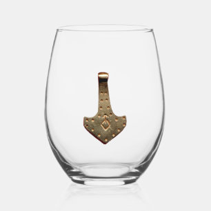 Gold Thor Hammer wine glass