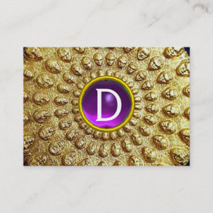 GOLD THRACIAN DISC MONOGRAM Purple Amethyst Gem Business Card