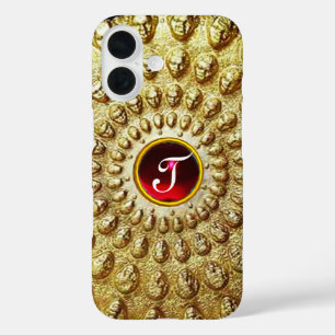 GOLD THRACIAN DISC MONOGRAM Red Ruby Gem iPhone 16 Case