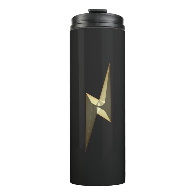 Gold thunder lightning black thermal tumbler (Front)