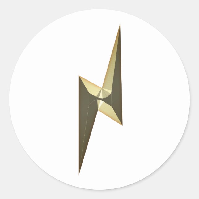 Gold thunder lightning white modern fun classic round sticker (Front)
