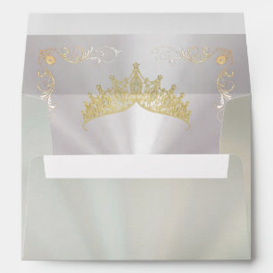 Gold Tiara & Vintage Border - Pastel Green Envelope