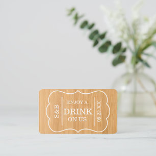 Gold Ticket Style "Enjoy A Drink On Us" Enclosure Card