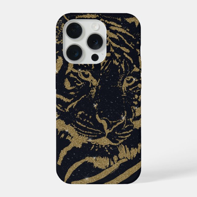 Gold Tiger Black Design iPhone Case (Back)