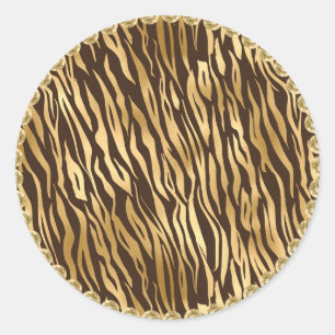 Gold Tiger Bling Jewels Glam Sparkles Classic Round Sticker