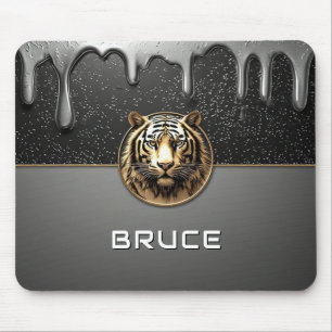 Gold Tiger Relief With Metallic Texture 🐯 Mouse Pad