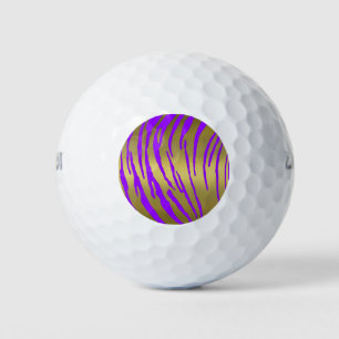 Gold Tiger Stripes Purple Golf Balls