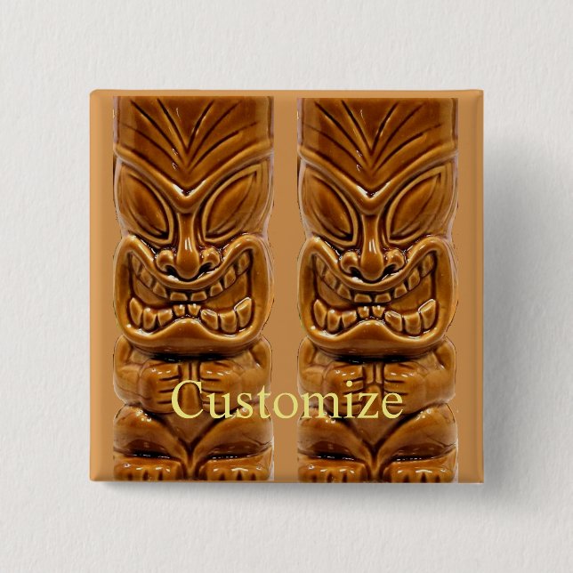 Gold Tiki Sculpture Thunder_Cove 15 Cm Square Badge (Front)