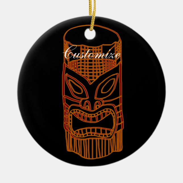 Gold Tiki Sculpture Thunder_Cove Ceramic Tree Decoration (Front)