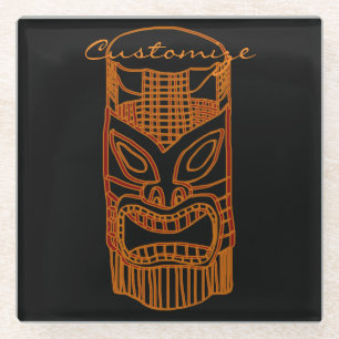 Gold Tiki Sculpture Thunder_Cove Glass Coaster
