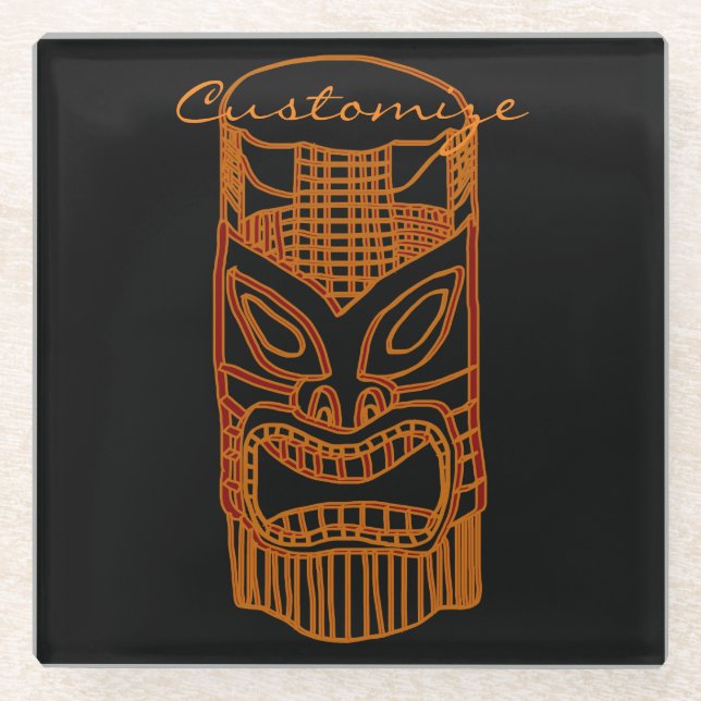 Gold Tiki Sculpture Thunder_Cove Glass Coaster (Front)