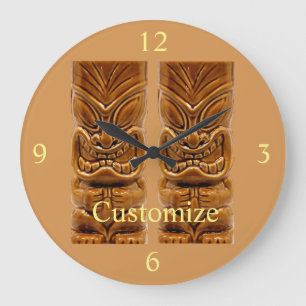 Gold Tiki Sculpture Thunder_Cove Large Clock