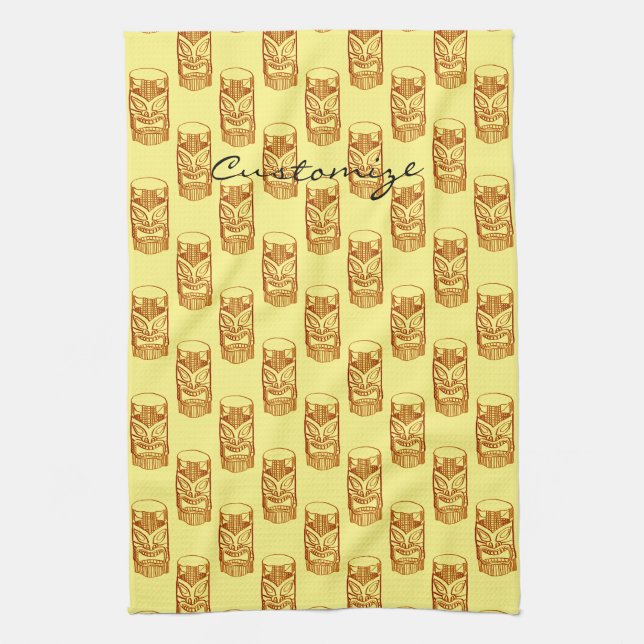 Gold Tiki Sculpture Thunder_Cove Tea Towel (Vertical)