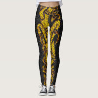 Gold Tiled Celtic Knot Dragon Hound on Black