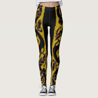 Gold Tiled Celtic Knot Hound on Black Leggings