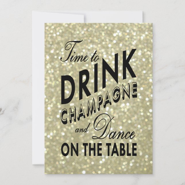Gold Time to Drink Champagne Corporate Invite (Front)