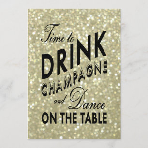 Gold Time to Drink Champagne Corporate Invite
