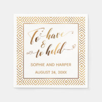 Gold To Have & To Hold Hearts Diamonds on White