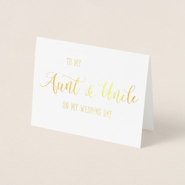 Gold To My Aunt and Uncle on My Wedding Day Card (Front)