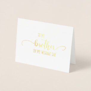Gold To My Brother Wedding Day Thank You Card