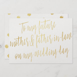 Gold "To my future mother and father-in-law" Invitation