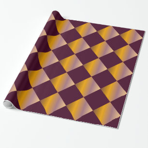 Gold to Purple Gradient Check Wrapping Paper