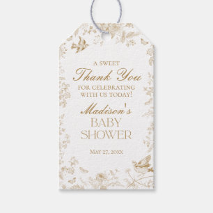Gold Toile De Jouy Baby Shower Favours Gift Tags