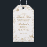 Gold Toile De Jouy Bridal Shower Favours Gift Tags<br><div class="desc">Elevate your celebrations with our gold Toile party decor, featuring detailed floral french country toile on a warm white background. This regency-inspired Chinoiserie design exudes elegance and sophistication. ★ Let me help you plan your next party! ★ If you need coordinating décor, please check my matching collection. If you have...</div>