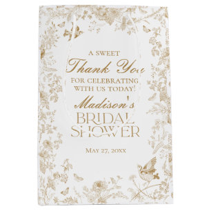 Gold Toile De Jouy Bridal Shower Favours Medium Gift Bag