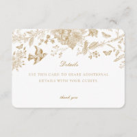 Gold Toile de Jouy Details Card Invitation Insert