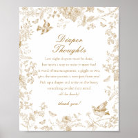 Gold Toile De Jouy Diaper Thoughts Baby Shower