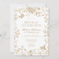 Gold Toile De Jouy French Floral Birthday Party