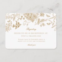 Gold Toile de Jouy Registry Card Invitation Insert