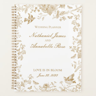 Gold Toile De Jouy Vintage Floral Wedding Planner