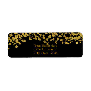 Gold Tone Baby's Breath Black Elegant Invitation