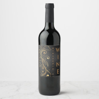 Gold Tone Filigree Wine Label