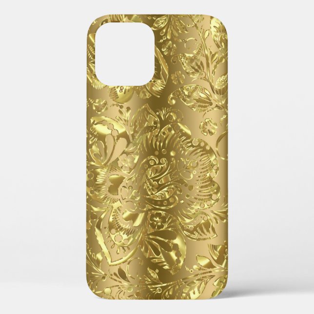 Gold tone floral damask on gold background Case-Mate iPhone case (Back)
