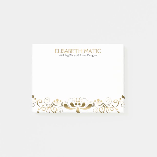 Gold Tone Floral Lace Post-it Notes (Front)